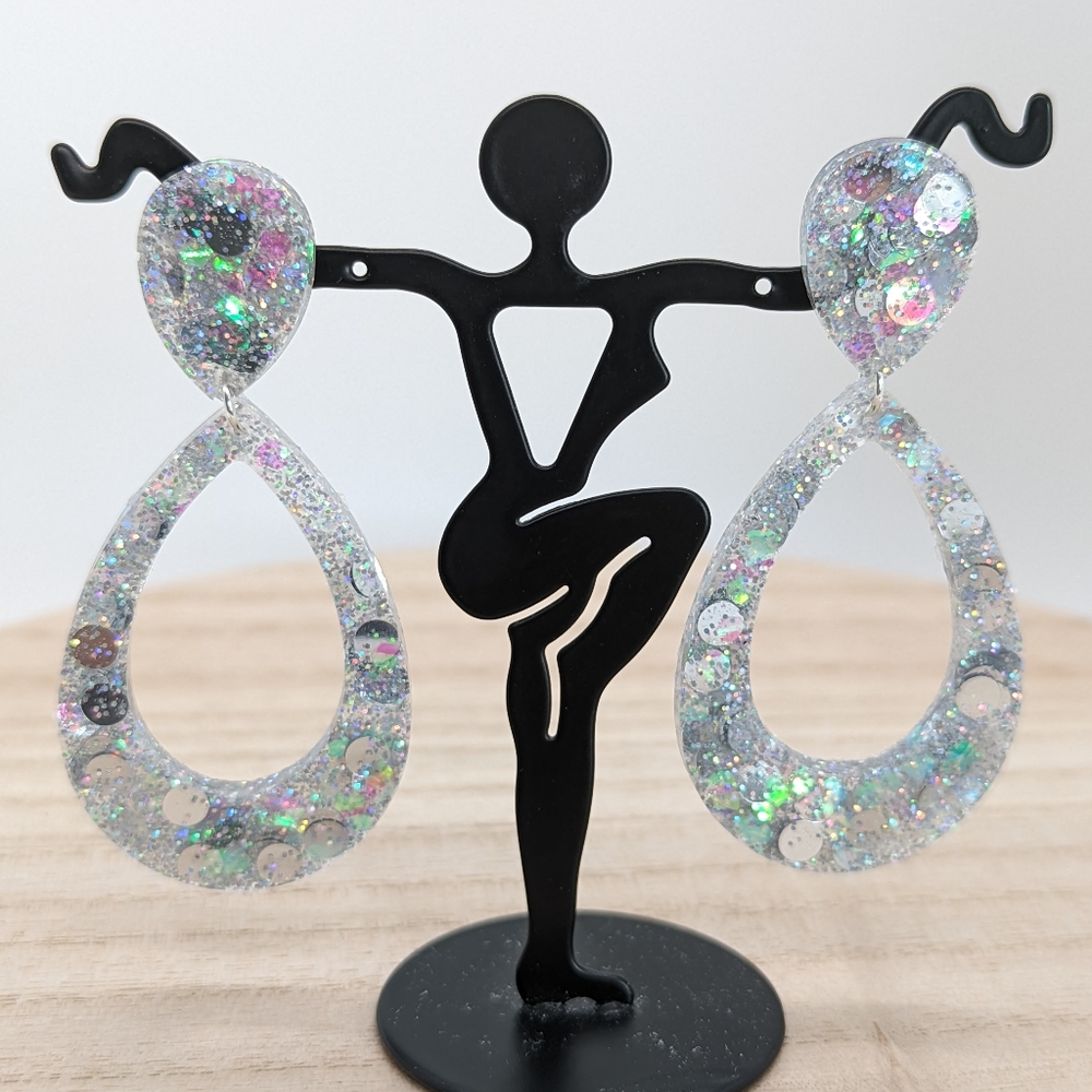 Earrings Teardrop Glitter Studs